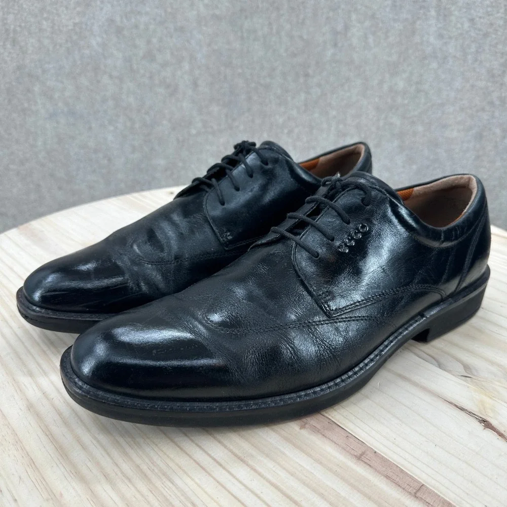 ECCO Holton Apron Toe Oxford Mens 12 Black Leather Lace Up Dress Shoes